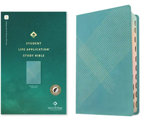 NLT Student Life Application Study Bible, Filament Enabled Edition (červené písmo, kožená vazba, teal Blue Striped, indexovaná) - NLT Student Life Application Study Bible, Filament Enabled Edition (Red Letter, Leatherlike, Teal Blue Striped, Indexed)