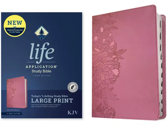 KJV Life Application Study Bible, třetí vydání, velký tisk (červené písmo, kožená vazba, pivoňkově růžová, indexovaná) - KJV Life Application Study Bible, Third Edition, Large Print (Red Letter, Leatherlike, Peony Pink, Indexed)