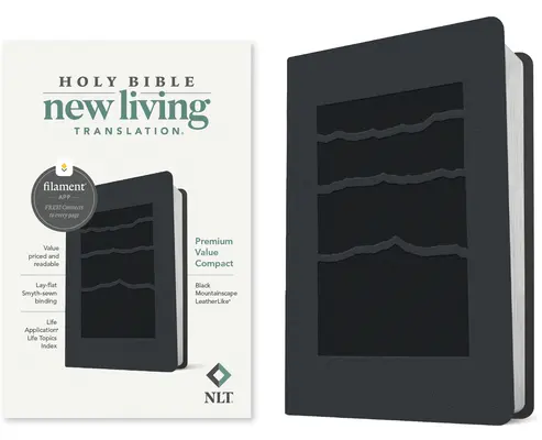 NLT Premium Value Compact Bible, vydání s podporou vláken (kožená, Black Mountainscape) - NLT Premium Value Compact Bible, Filament-Enabled Edition (Leatherlike, Black Mountainscape)
