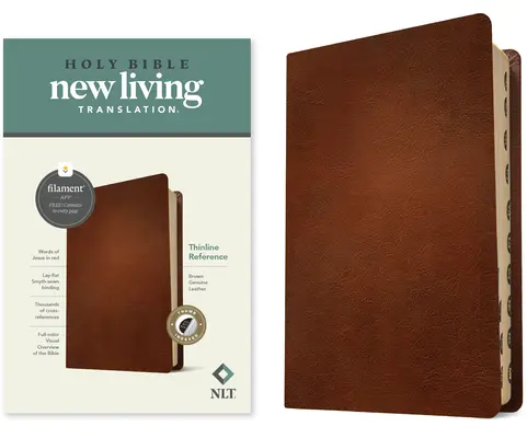 NLT Thinline Reference Bible, Filament-Enabled Edition (pravá kůže, hnědá, indexovaná, červené písmo) - NLT Thinline Reference Bible, Filament-Enabled Edition (Genuine Leather, Brown, Indexed, Red Letter)