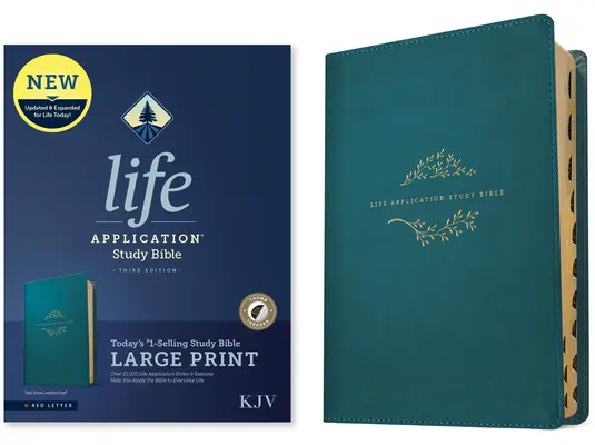 KJV Life Application Study Bible, třetí vydání, velký tisk (kožená, modrá, indexovaná, červené písmo) - KJV Life Application Study Bible, Third Edition, Large Print (Leatherlike, Teal Blue, Indexed, Red Letter)