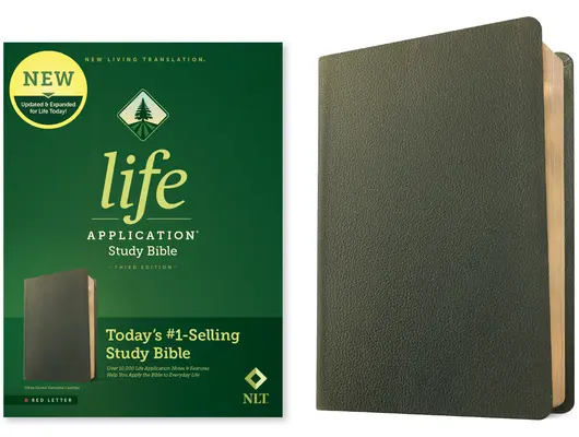 NLT Life Application Study Bible, třetí vydání (pravá kůže, olivově zelená, červené písmo) - NLT Life Application Study Bible, Third Edition (Genuine Leather, Olive Green, Red Letter)