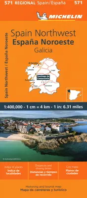 Michelin Španělsko: Mapa 571 Španělska: Severozápad, Galicie - Michelin Spain: Northwest, Galicia Map 571