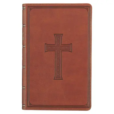 Bible svatá KJV, vydání s obřím tiskem ve standardní velikosti z umělé kůže s červeným písmem - popisovač, verze krále Jakuba, hnědá - KJV Holy Bible, Giant Print Standard Size Faux Leather Red Letter Edition - Ribbon Marker, King James Version, Brown