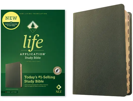 NLT Life Application Study Bible, třetí vydání (pravá kůže, olivově zelená, indexovaná, červené písmeno) - NLT Life Application Study Bible, Third Edition (Genuine Leather, Olive Green, Indexed, Red Letter)