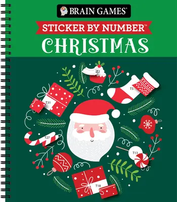 Hry na mozek - Samolepky podle čísel: Vánoce (28 obrázků k nalepení - obálka Santa - svázat) - Brain Games - Sticker by Number: Christmas (28 Images to Sticker - Santa Cover - Bind Up)