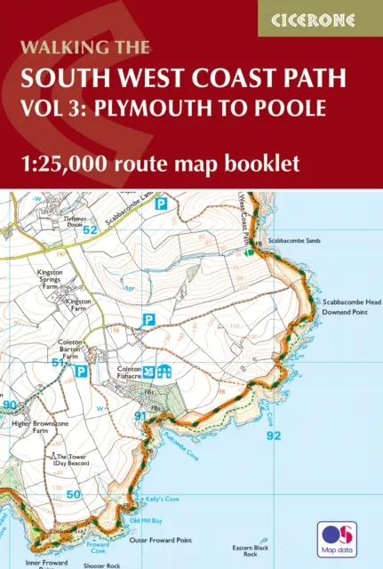 Mapová brožura South West Coast Path - svazek 3: Plymouth to Poole - mapování tras 1:25 000 OS - South West Coast Path Map Booklet - Vol 3: Plymouth to Poole - 1:25,000 OS Route Mapping