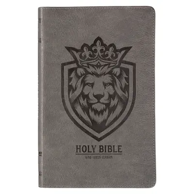 Bible svatá KJV, dárkové vydání pro chlapce, verze krále Jakuba, pružný obal z umělé kůže, uhelně šedý emblém lva - KJV Holy Bible, Gift Edition for Boys King James Version, Faux Leather Flexible Cover, Charcoal Gray Lion Emblem