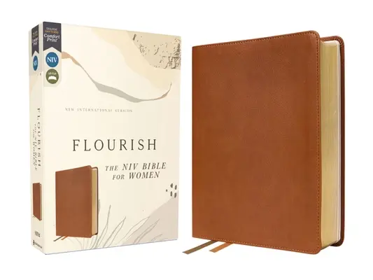 Flourish: NIV Bible pro ženy, kožená měkká, hnědá, pohodlný potisk - Flourish: The NIV Bible for Women, Leathersoft, Brown, Comfort Print