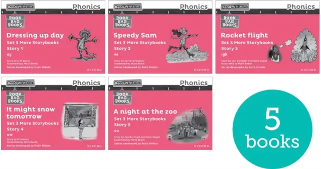 Číst psát Inc. Phonics: Růžová sada 3 další černobílé příběhy (balení 5 ks) - Read Write Inc. Phonics: Pink Set 3 More Black & White Storybooks (Pack of 5)