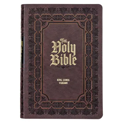 Studijní bible KJV, velký tisk Bible svaté verze krále Jakuba, záložky na palec, stužky, umělá kůže tmavě hnědá ražba - KJV Study Bible, Large Print King James Version Holy Bible, Thumb Tabs, Ribbons, Faux Leather Dark Brown Debossed