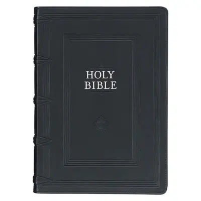 Studijní bible KJV, standardní verze Bible kralické, záložky na palec, stuhy, umělá kůže, černá ražba - KJV Study Bible, Standard King James Version Holy Bible, Thumb Tabs, Ribbons, Faux Leather, Black Debossed
