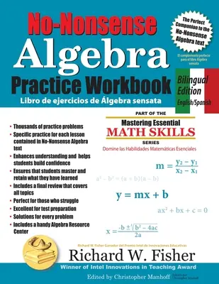 Cvičebnice Algebra No-Nonsense, dvojjazyčné vydání: . - No-Nonsense Algebra Practice Workbook, Bilingual Edition: English-Spanish