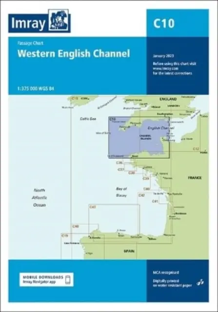 Imray Chart C10 - Západní mapa průlivu La Manche - Imray Chart C10 - Western English Channel Passage Chart
