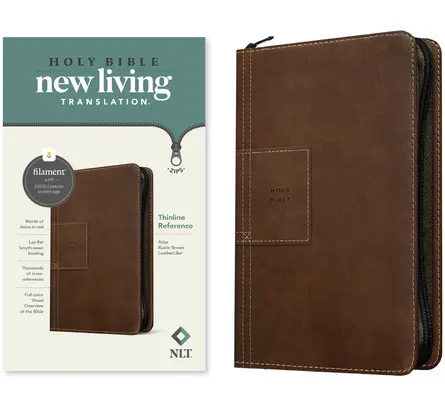 NLT Thinline Reference Zipper Bible, vydání s podporou vláken (kožená, Atlas Rustic Brown) - NLT Thinline Reference Zipper Bible, Filament Enabled Edition (Leatherlike, Atlas Rustic Brown)