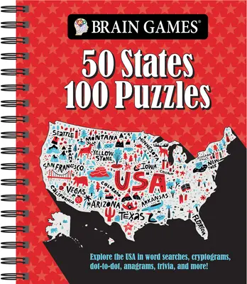 Hry na mozek - 50 států 100 hádanek: Prozkoumejte USA ve slovních hádankách, kryptogramech, tečkách, anagramech, zajímavostech a dalších! - Brain Games - 50 States 100 Puzzles: Explore the USA in Word Searches, Cryptograms, Dot-To-Dots, Anagrams, Trivia, and More!