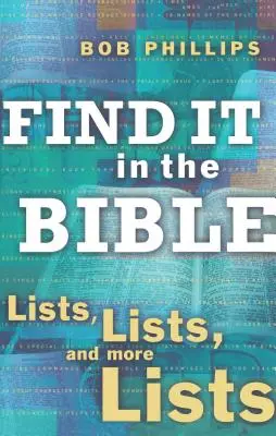 Najděte to v Bibli: Seznamy, seznamy a další seznamy - Find It in the Bible: Lists, Lists, and More Lists