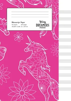 Ruční papír: Květinový jednorožec: prázdný notový zápisník A4 - Manuscript Paper: Floral Unicorn A4 Blank Sheet Music Notebook