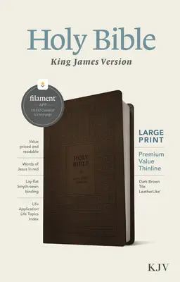 KJV Large Print Premium Value Thinline Bible, Filament Enabled Edition (červené písmo, kožená vazba, tmavě hnědá dlaždice) - KJV Large Print Premium Value Thinline Bible, Filament Enabled Edition (Red Letter, Leatherlike, Dark Brown Tile)