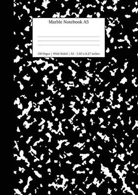 Mramorový zápisník A5: Deník z černého mramoru se širokými pravidly - Marble Notebook A5: Black Marble Wide Rule Journal