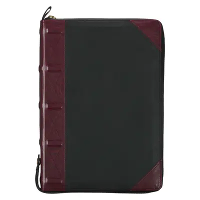 Studijní bible KJV, standardní verze Bible svaté krále Jakuba, záložky na palec, stužky, umělá kůže, vínově-černý reliéfní zipový uzávěr - KJV Study Bible, Standard King James Version Holy Bible, Thumb Tabs, Ribbons, Faux Leather, Burgundy/Black Debossed Zipper Closure