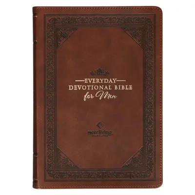 NLT Holy Bible Everyday Devotional Bible for Men New Living Translation, veganská kůže, hnědá ražba - NLT Holy Bible Everyday Devotional Bible for Men New Living Translation, Vegan Leather, Brown Debossed